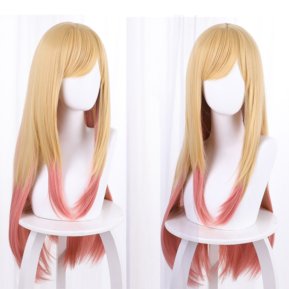 Kitagawa Anime Cosplay - วิกคอสเพลย์อนิเมะ มาริน คิตากาวะ สีเหลืองชมพูไล่เฉด ผมยาวตรง วิกผมสังเคราะห์