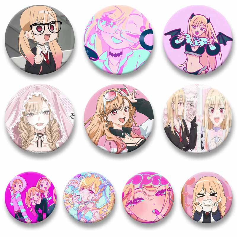 Anime Cosplay Idea - เข็มกลัดเคลือบอะคริลิค คิตากาวะ เอ็ม-มาริน ลายการ์ตูนอนิเมะน่ารัก ของตกแต่งคอสเพลย์ เครื่องประดับ
