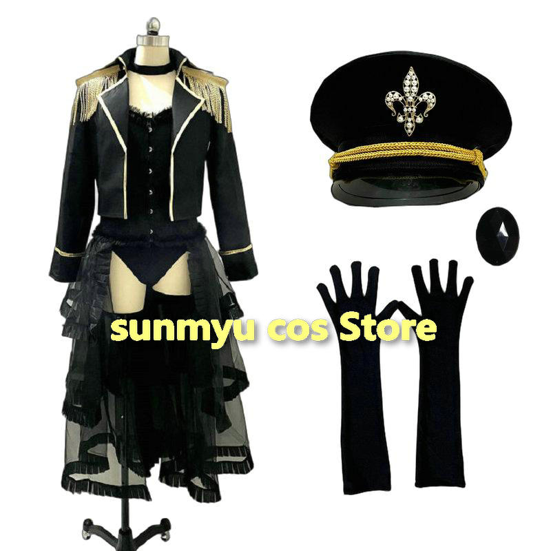 Kitagawa Anime Cosplay - ชุดแต่งกายของฉันดาร์ลิ่ง คิตากาวะ มารินชุดคอสเพลย์เครื่องแบบทหารสีดำพร้อมถุงมือหมวก