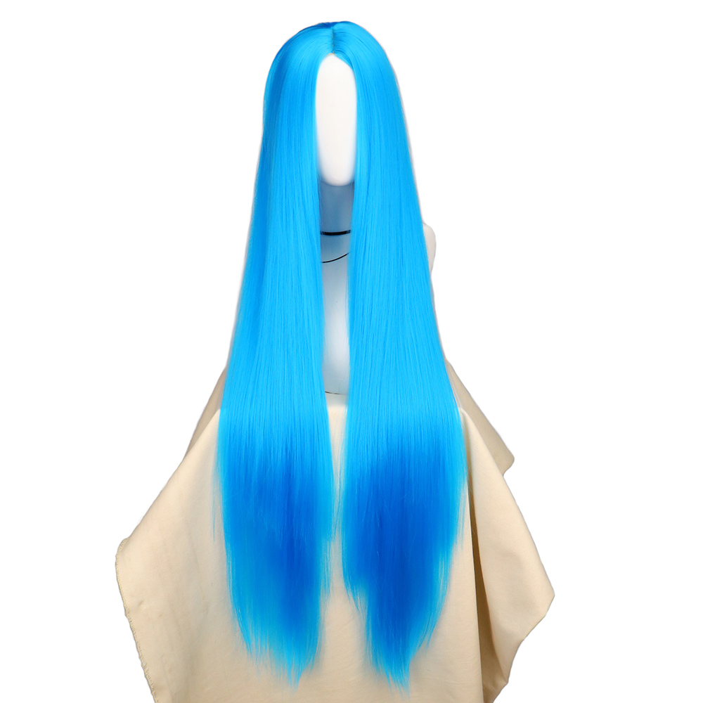 Anime Cosplay Blue Hair - QQXCAIW คอสเพลย์ 100 ซม.ยาวผมสังเคราะห์วิกผมฮาโลวีนอะนิเมะเครื่องแต่งกายตรงวิกผมทนความร้อน Jinx